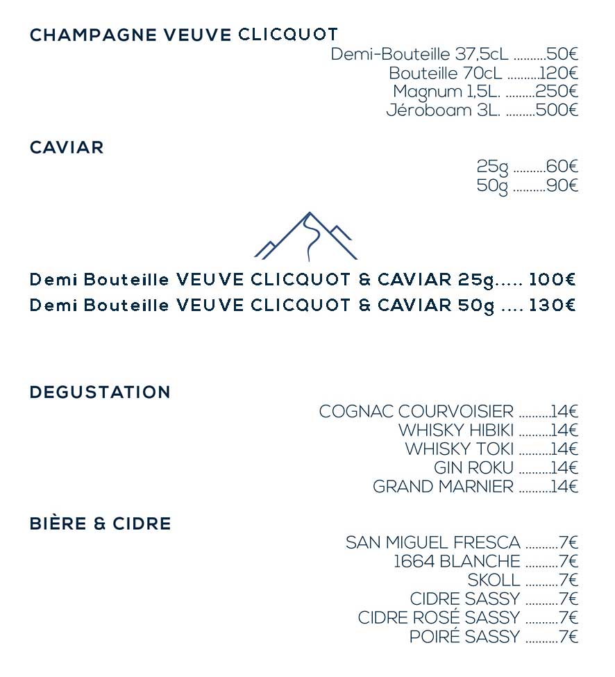 Carte champagne & caviar